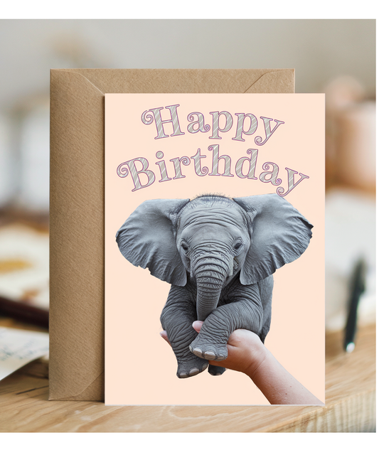 Birthday Card Miniture Elephant cute funny
