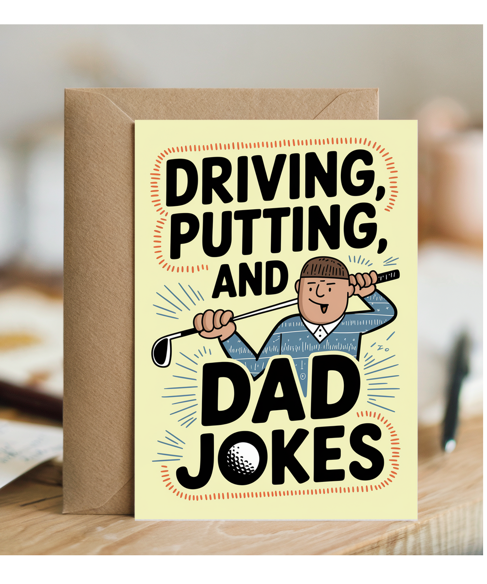 Card for dad Driving Putting Dad Jokes fathers day Birthday