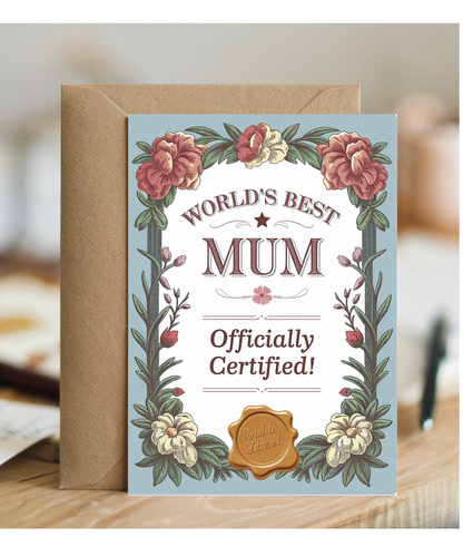 World’s Best Mum – Officially Certified! Mothers Day Card