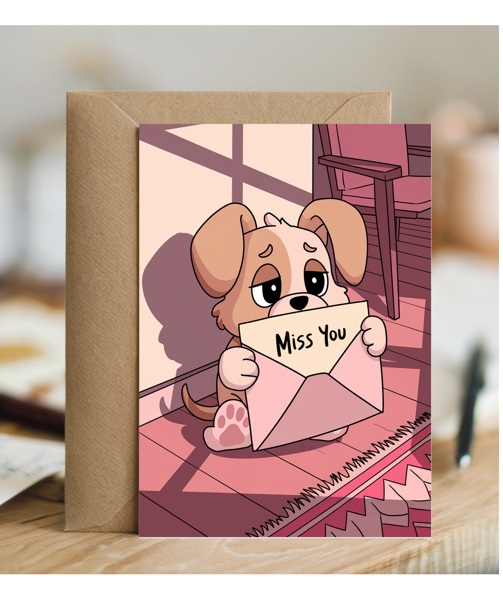 Miss You - Puppy with a Letter