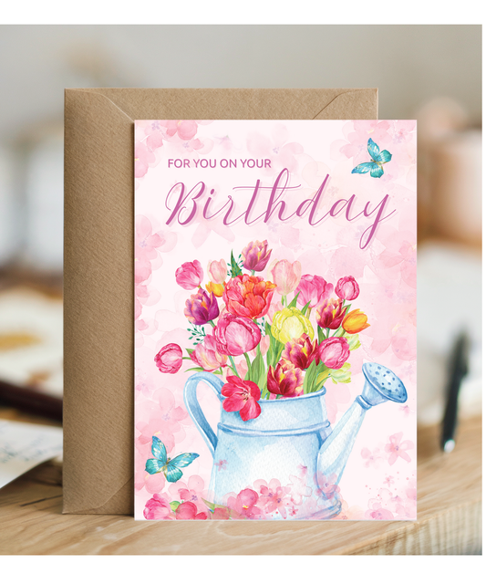 Especially for you on your birthday Floral Watering Can