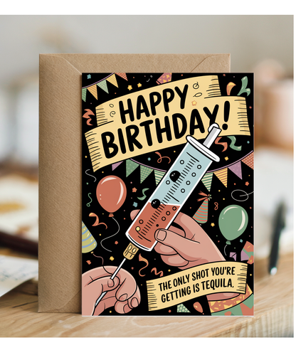 Nurse Birthday Card The Only Shot You’re Getting Today is Tequila