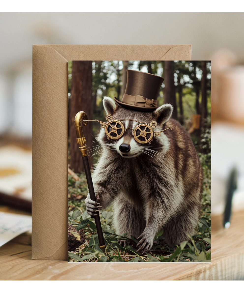 Raccoon in Steampunk Glasses