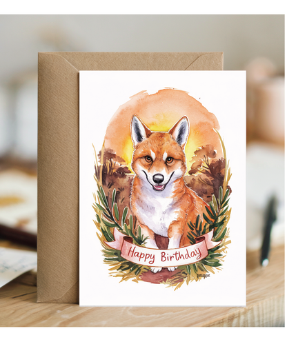 Happy Birthday cute dingo watercolour