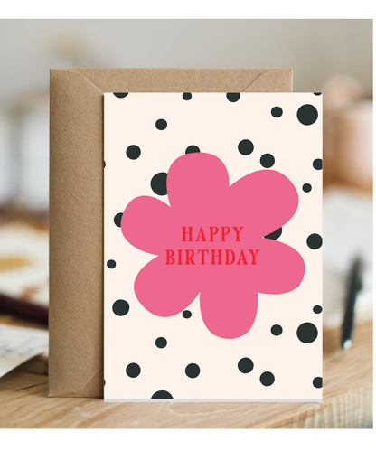 Happy Birthday card polka dot flower