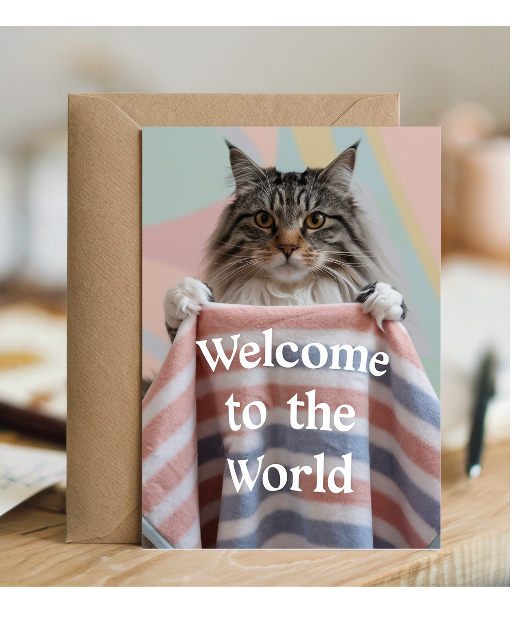 Welcome to the World with Cat with a Baby Blanket