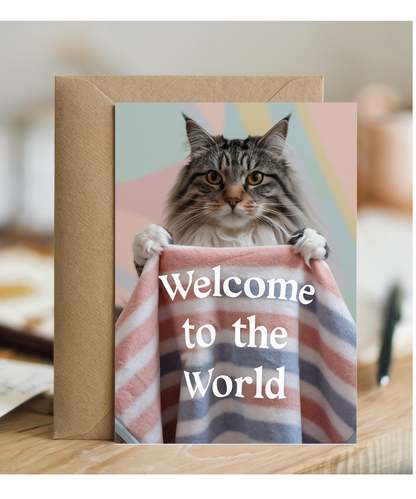 Welcome to the World with Cat with a Baby Blanket