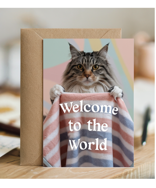 Welcome to the World with Cat with a Baby Blanket