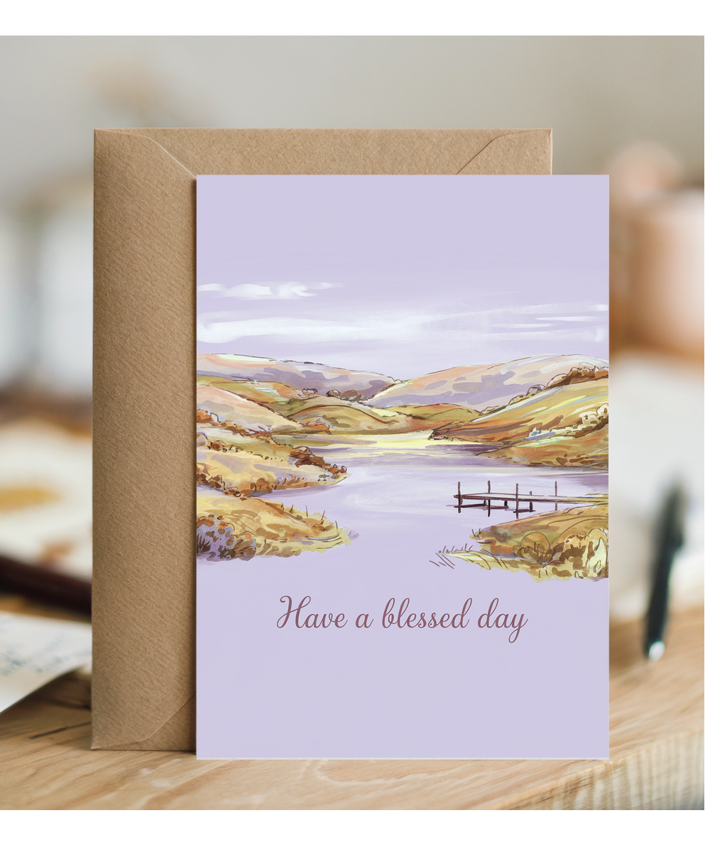 Have a Blessed Day Card rolling hills