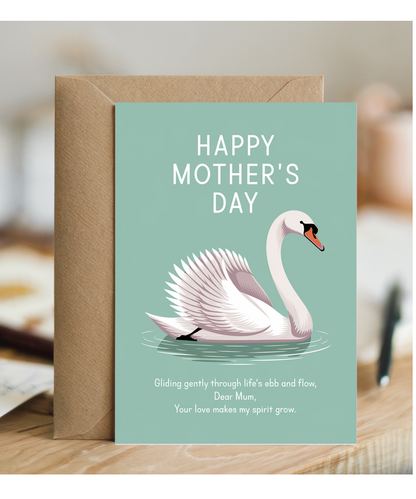 Mothers Day Card Swan Dear Mum Traditional poem