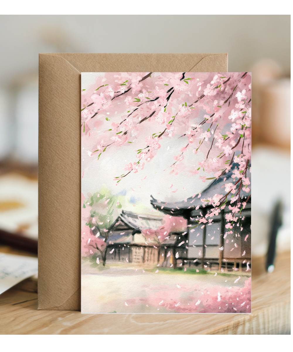 watercolor painting of cherry blossoms in full bloom