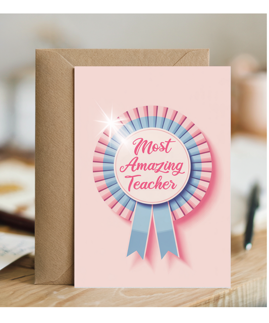 Teacher Thank You Card for Dance Teacher Feminine Rosette Award