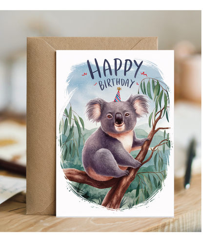 Happy Birthday cute koala watercolour