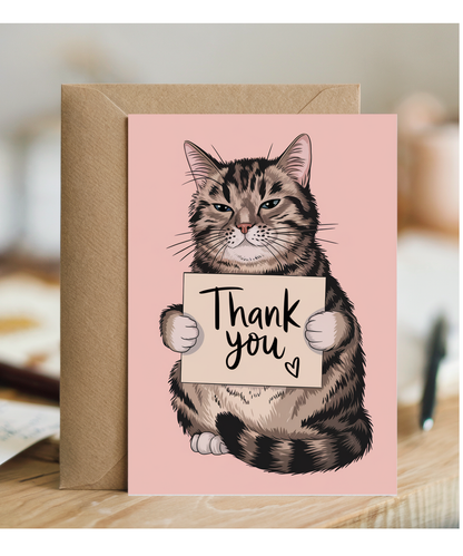 Thank You - Cat with a Thank-You Card