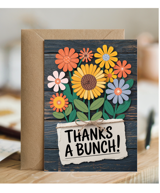 Thanks a Bunch Card floral illustration Hand-drawn