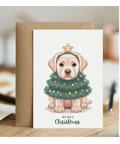 Labrador in christmas tree costume