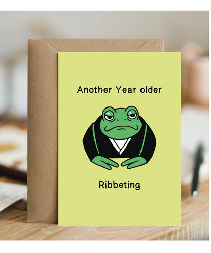 Funny Frog Birthday Card Another Year Older Ribbeting Pun