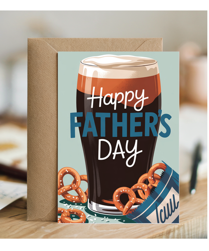 Father's Day card Beer and Pretzels