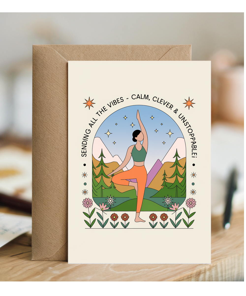 Yoga Card Sending All the Vibes Calm, Clever & Unstoppable