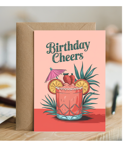 Birthday Cheers Card for her cocktail