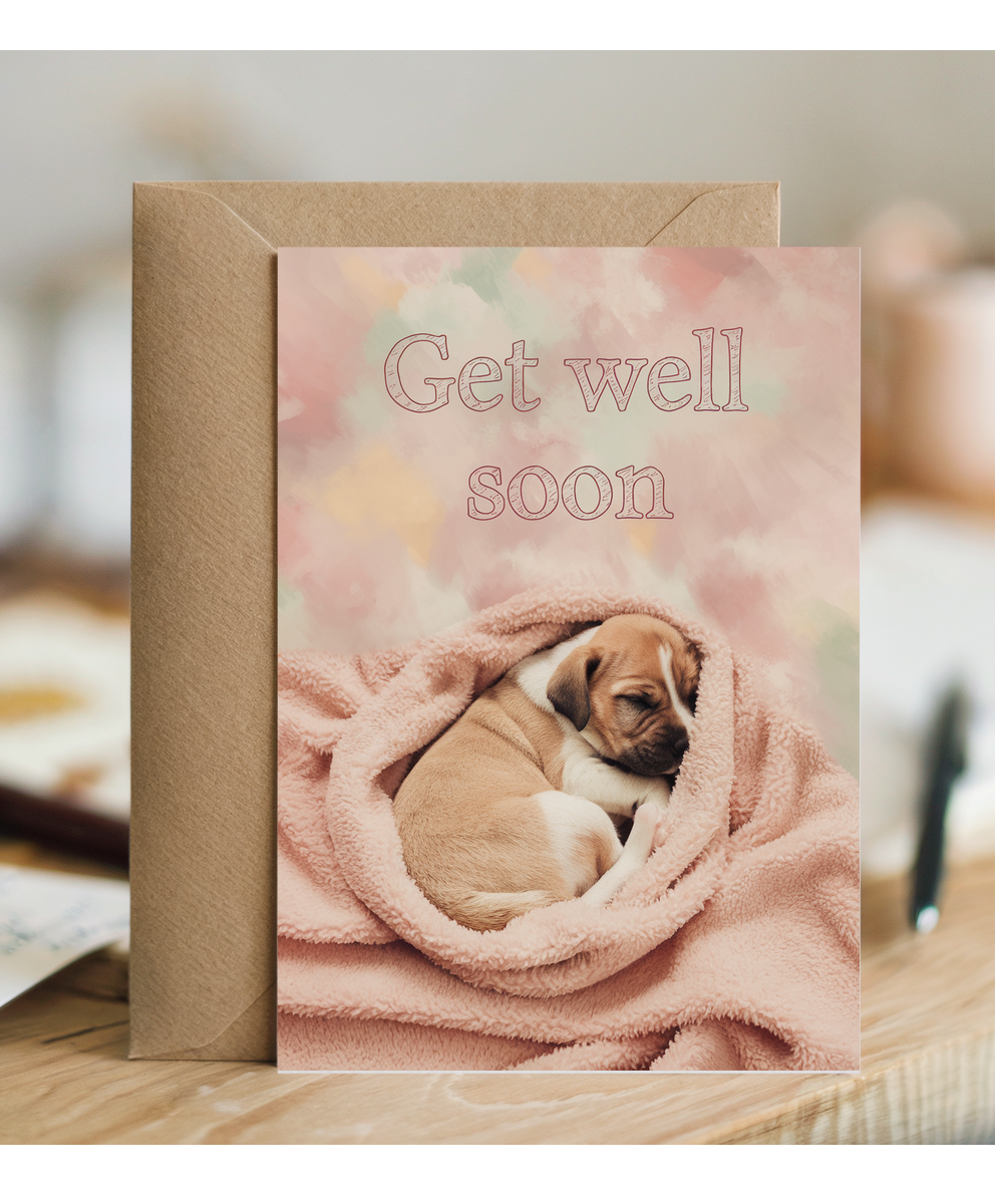Get Well Soon - Puppy in a Blanket