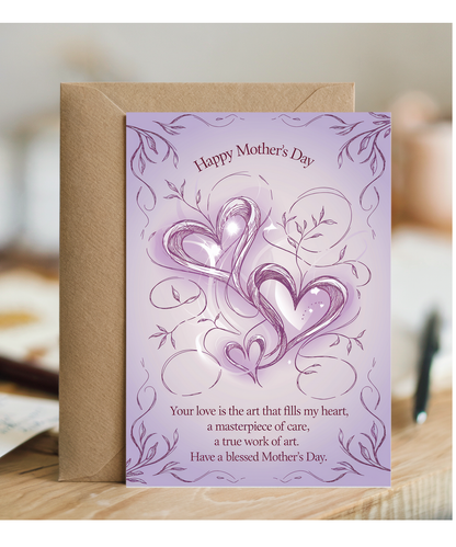 Mothers Day Card Love fills my heart lilac Traditional poem