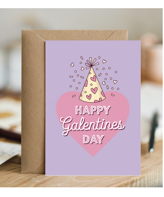 Happy Galentines Day Card cute hat