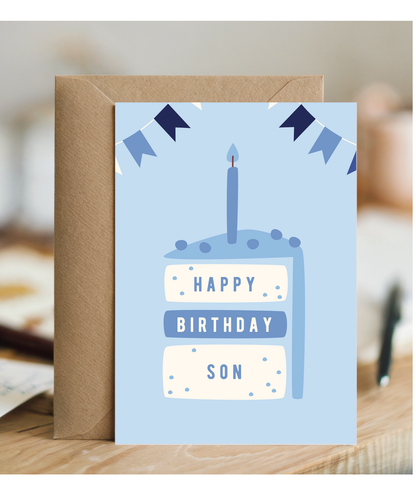 minimalistic male blue Happy Birthday son