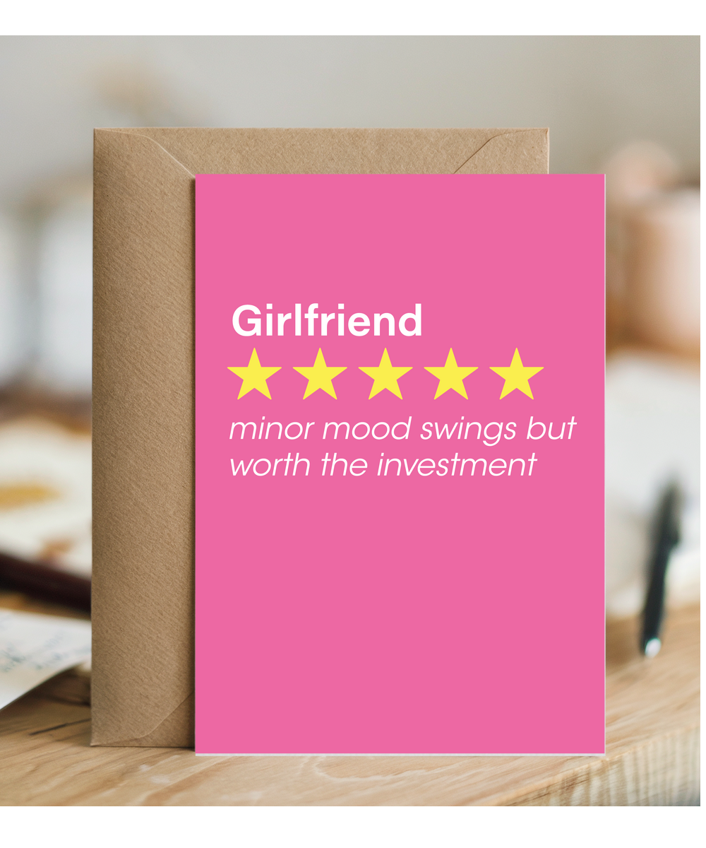Funny Review Card for Girlfriend Comes With Minor Mood Swings
