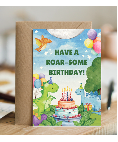 Happy Birthday card Dinosaur celebration