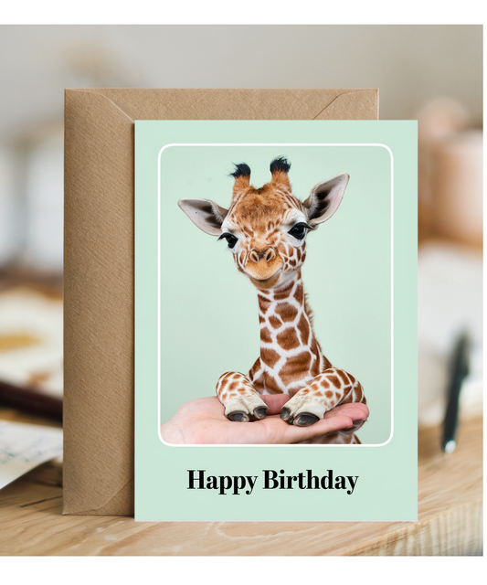 Birthday card Miniture Giraffe cute funny