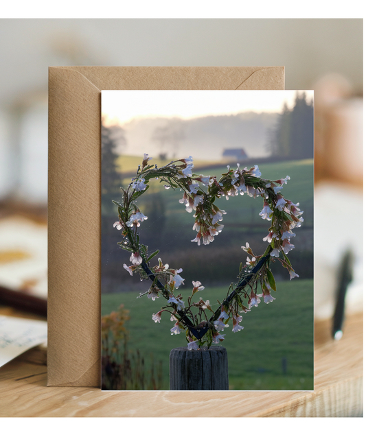 heart-shaped wreath made of wildflowers