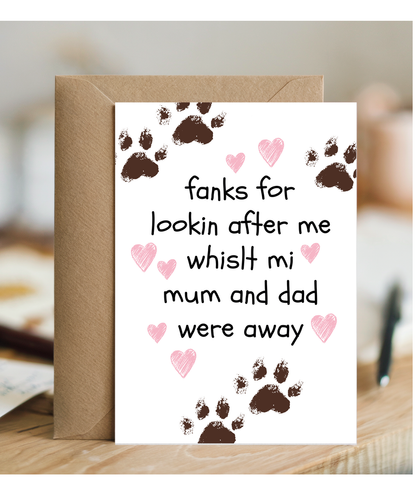 Funny Pet Sitter Thank You Card from the Dog