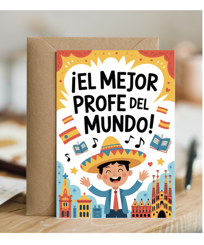 Thank you Card for Spanish Teacher El Mejor Profe del Mundo