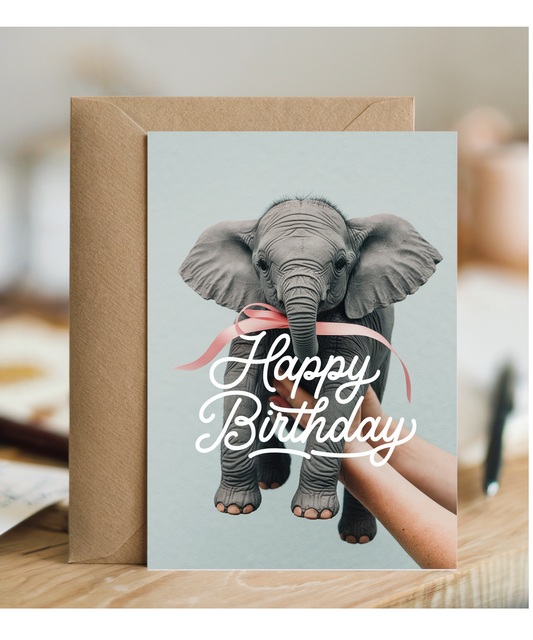 Birthday card Mini Elephant cute funny