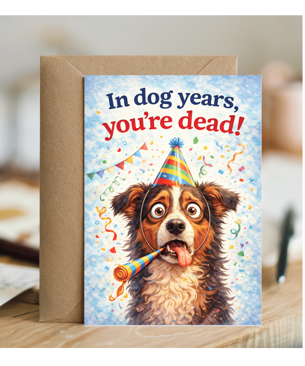In dog years, you're dead! humorous happy birthday