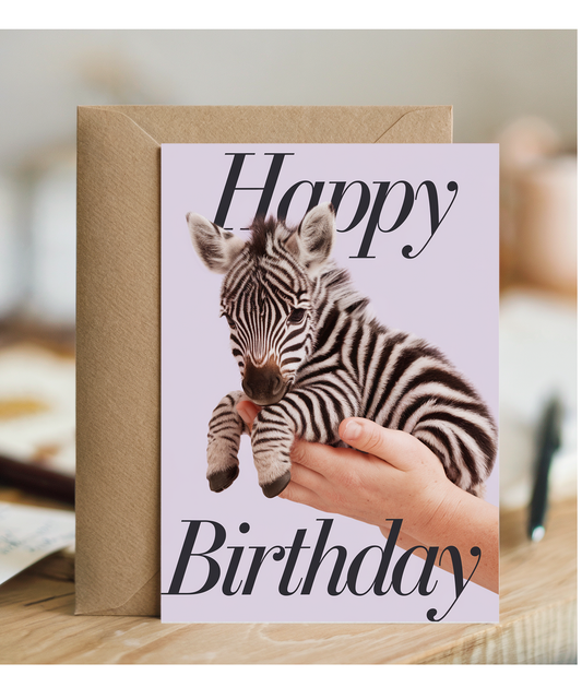 Birthday card Miniture Zebra cute funny