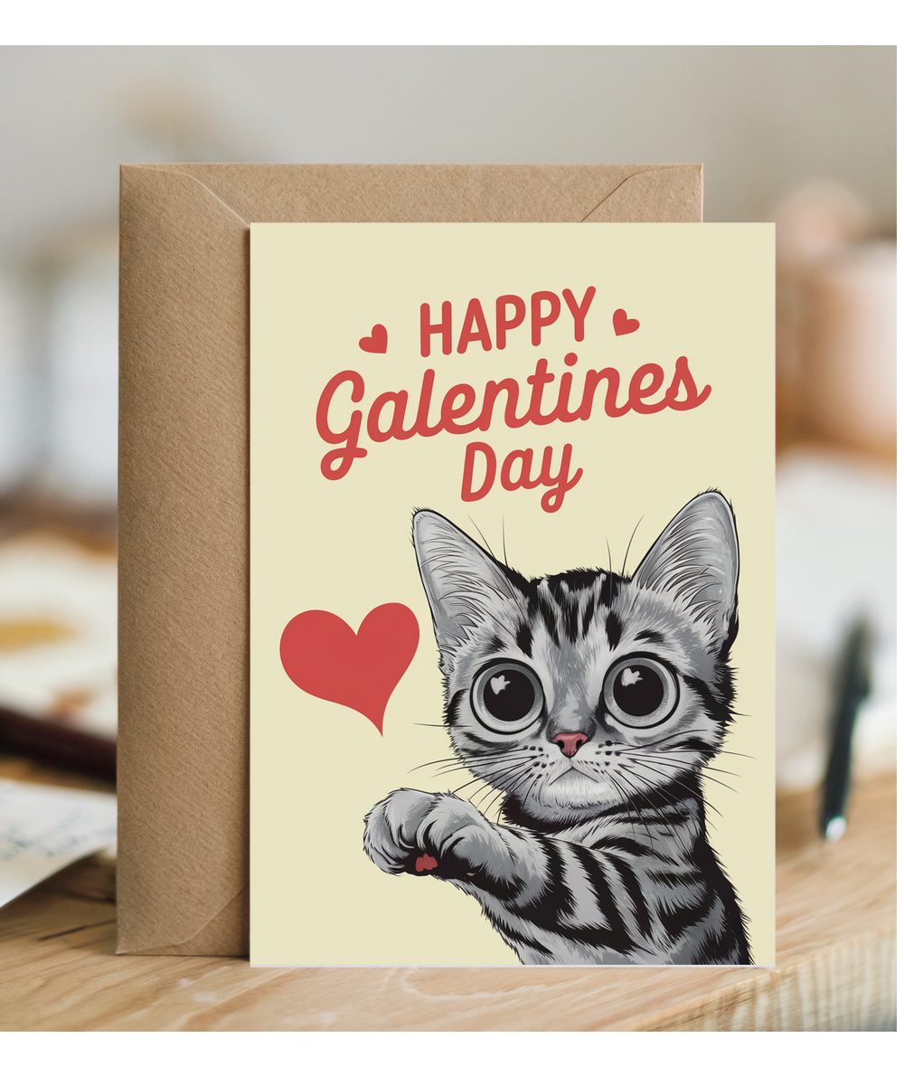 Happy Galentines Day Card Kitten cute love