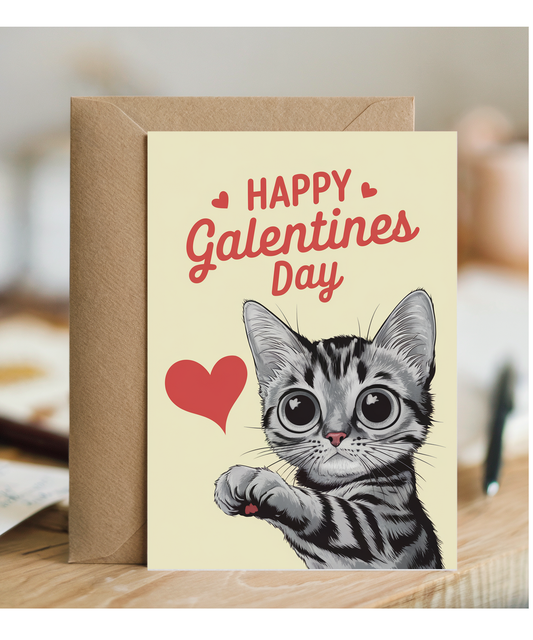 Happy Galentines Day Card Kitten cute love