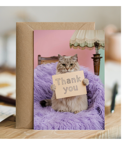 Thank You - Cat with a Thank-You Note