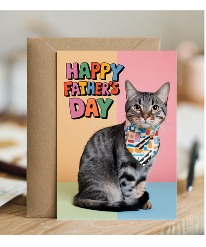 Happy Father's Day with Cat with a Tie