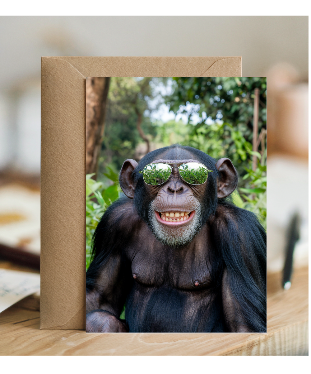 Chimpanzee in Reflective Glasses