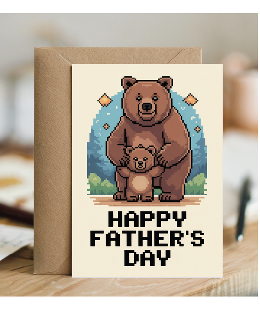 Fathers day pixel brown bears