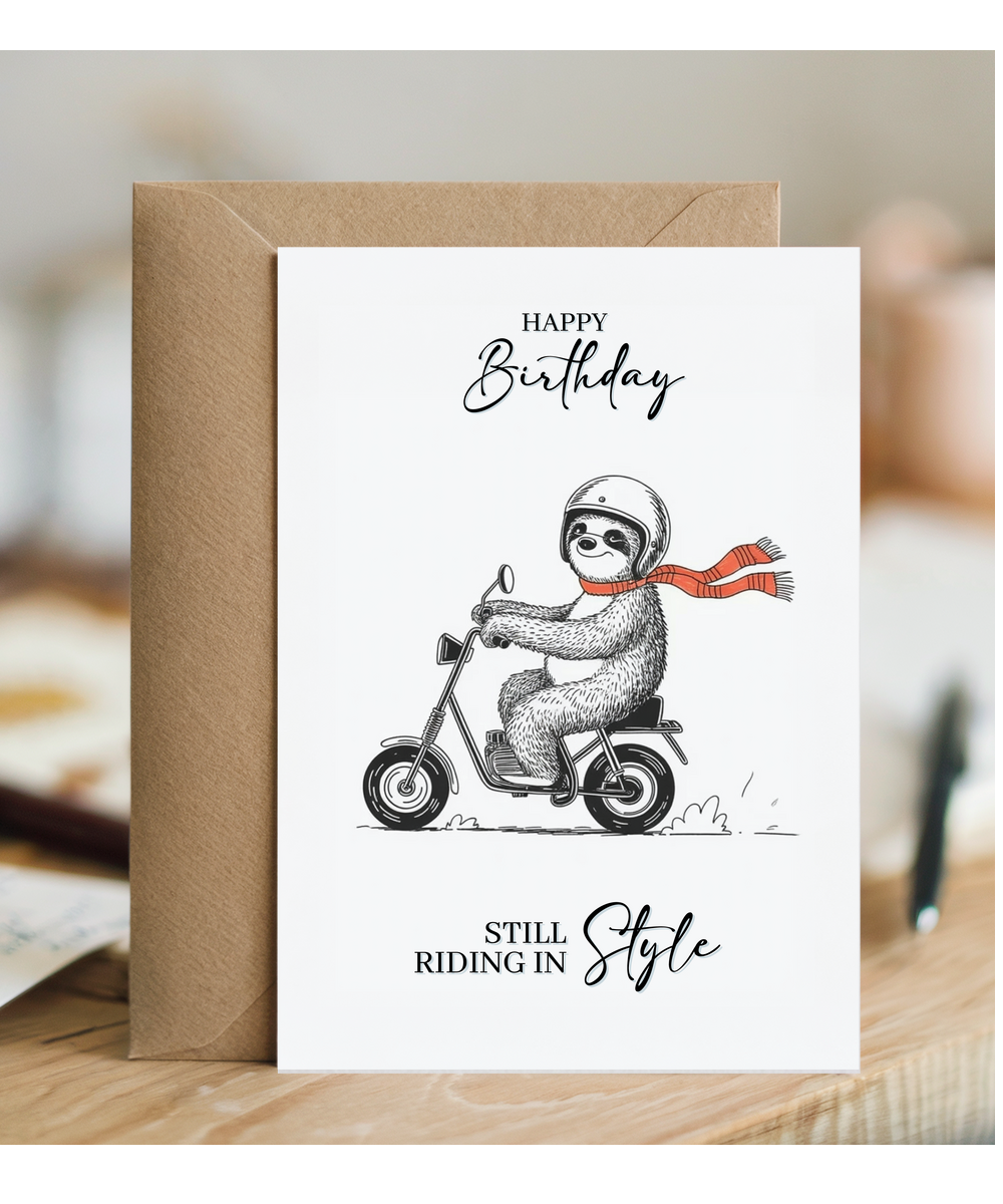 Happy birthday sloth still riding in style
