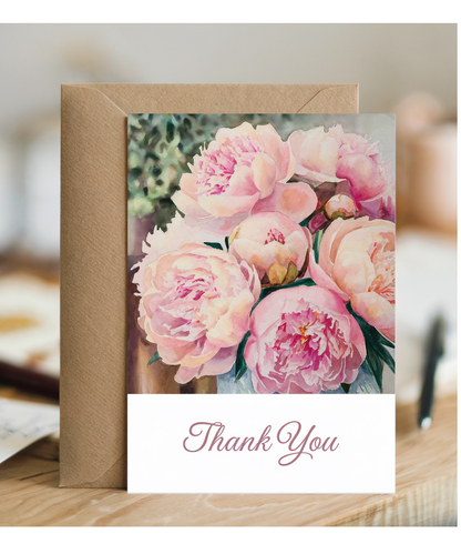 Thank You - Watercolor Peonies