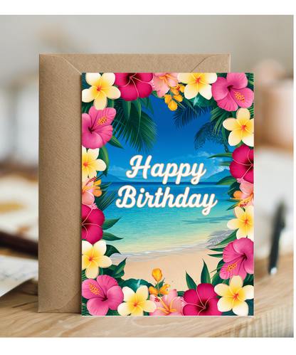 Tropical Flower Lei with Birthday Wishes