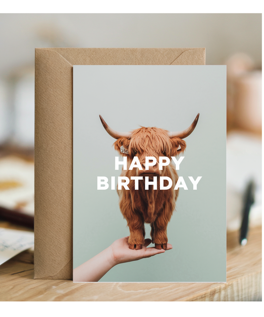 Happy Birthday Card mini Highland Cow