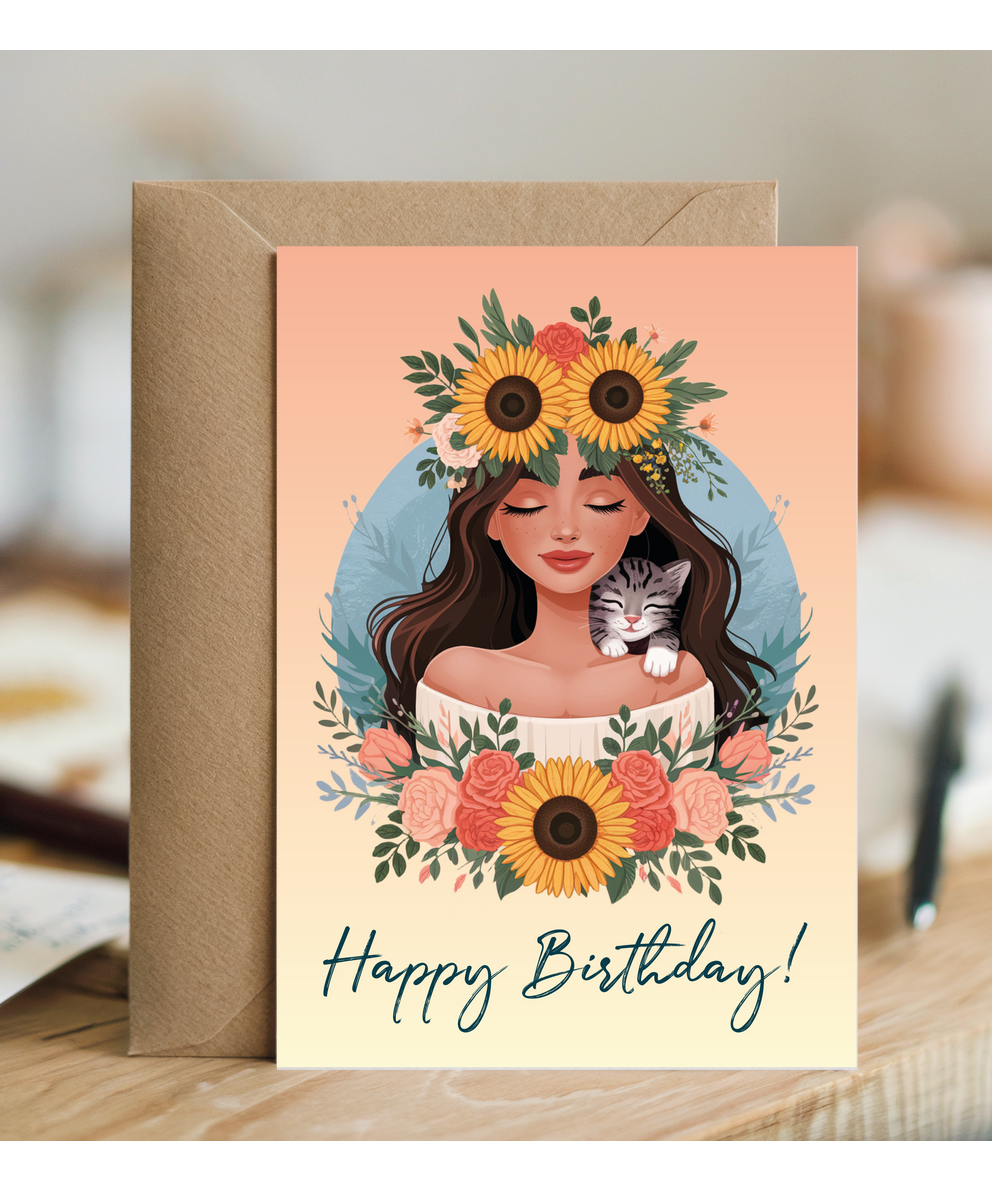 Happy Birthday Girl with Flower Crown