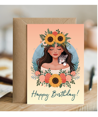 Happy Birthday Girl with Flower Crown