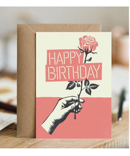 Happy Birthday Card Stencil Rose graffiti
